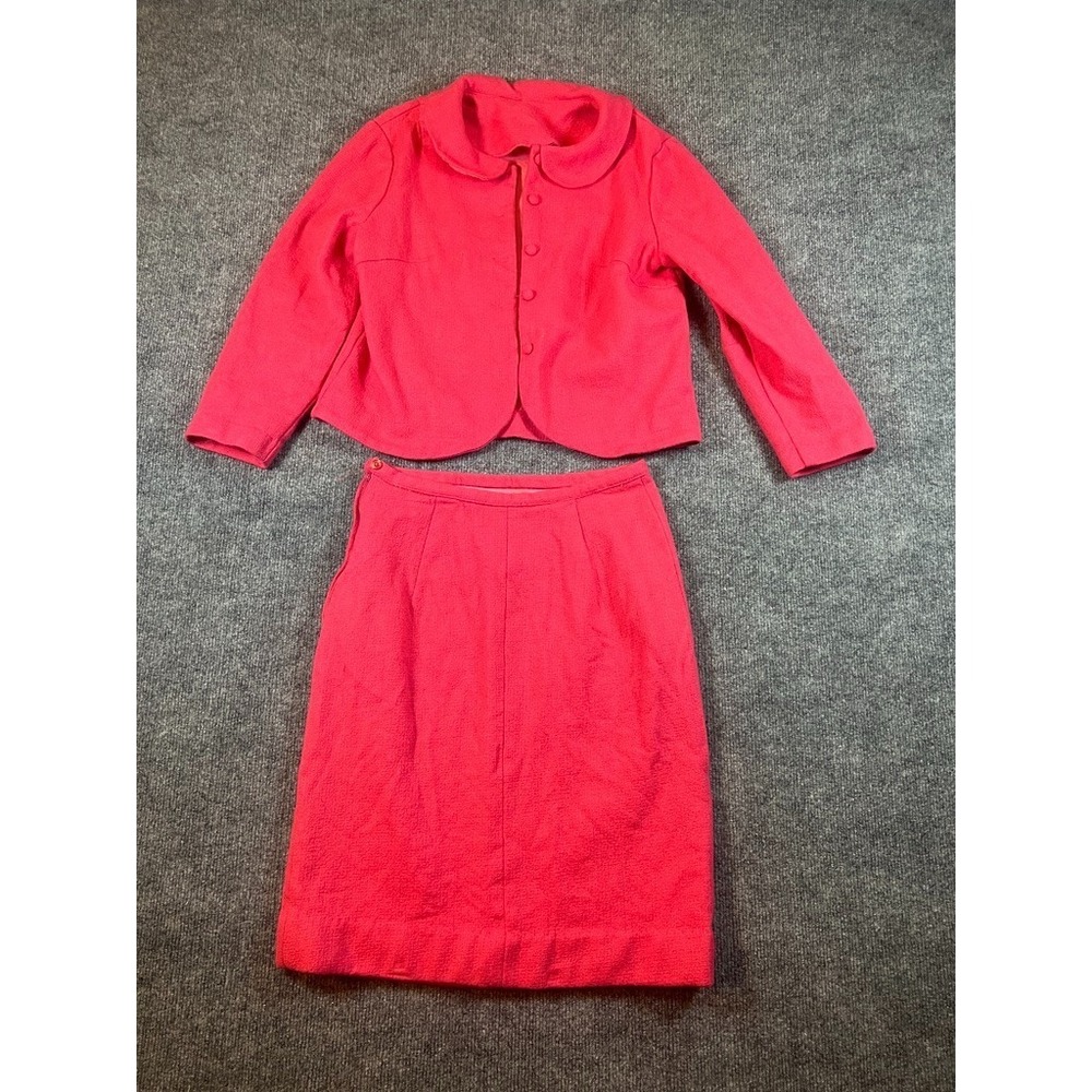 Vintage Pink Womens Dress Suit‎ Jacket & Skirt Hand Made in 50s